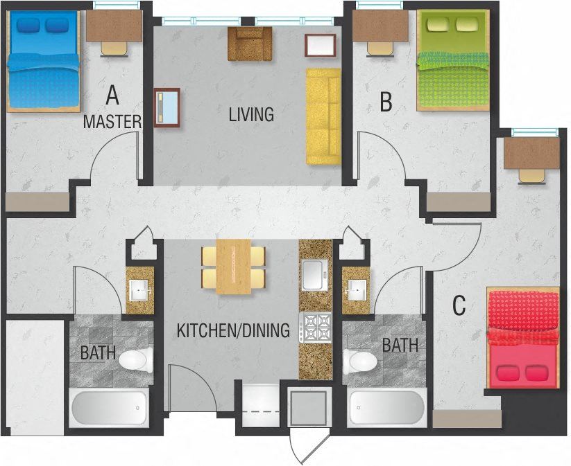 W 3 Bedroom, 2 Bath